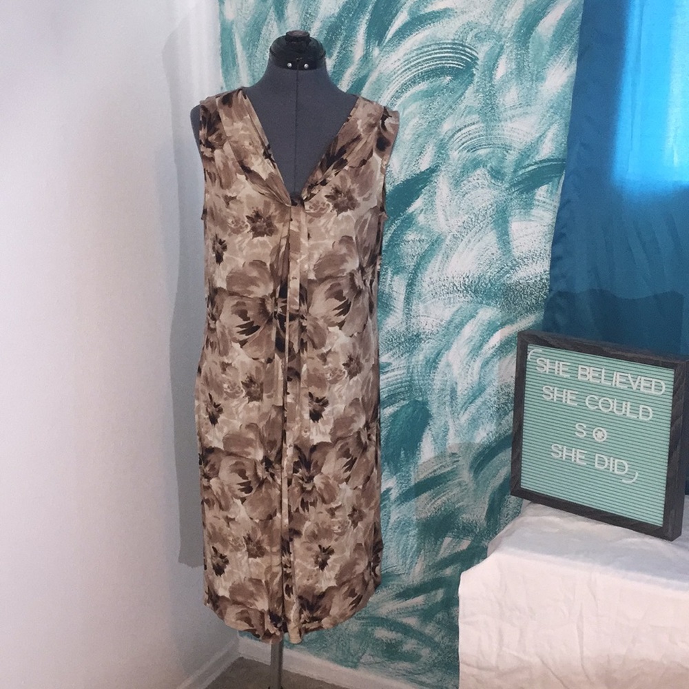 Brown Floral Midi Dress